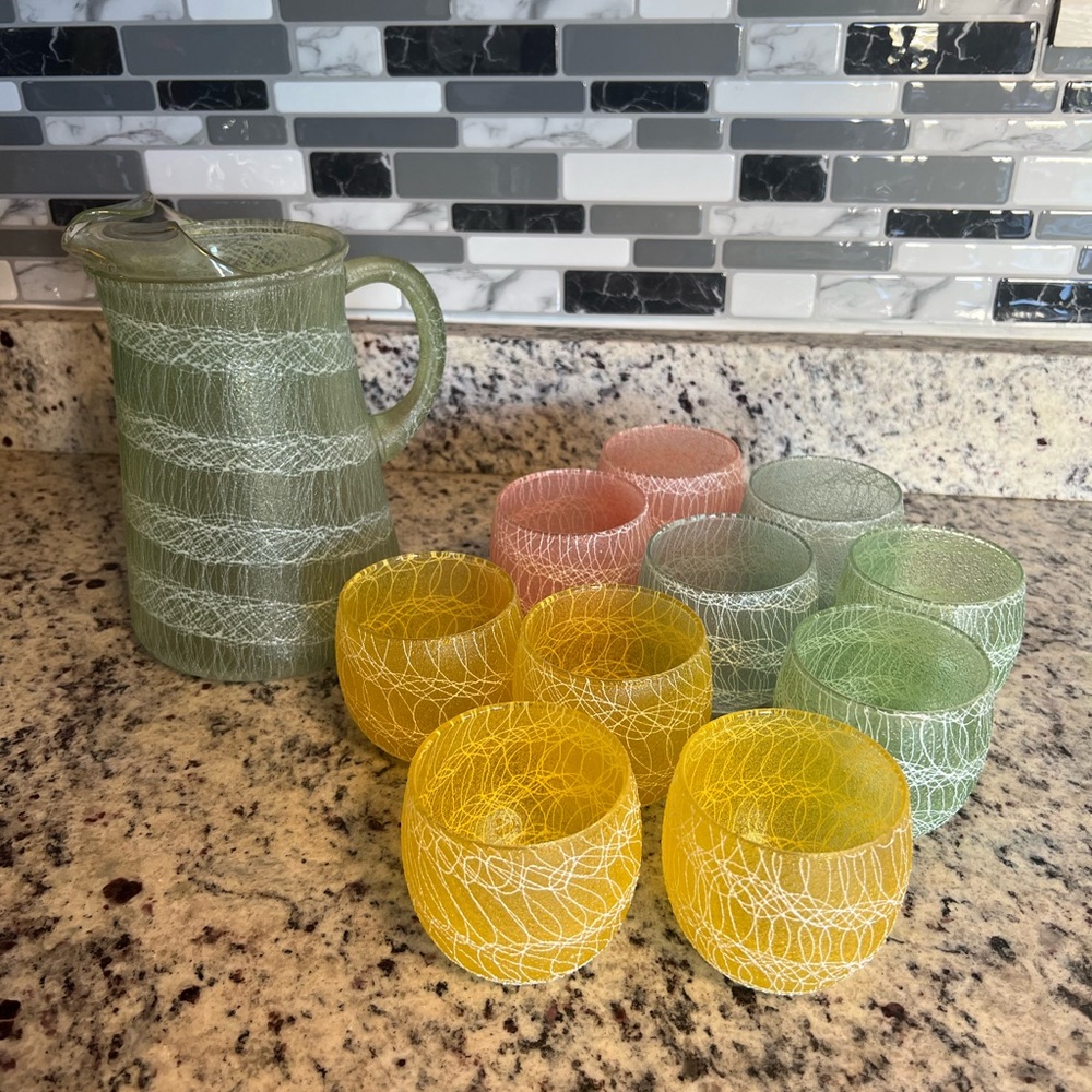 Vintage Pitcher and glass set
